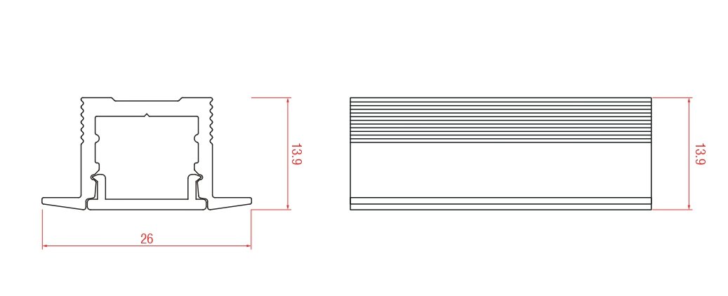 Алюминиевый профиль SWG DesignLed LE.2613-2.5 анодированный, 2500 мм