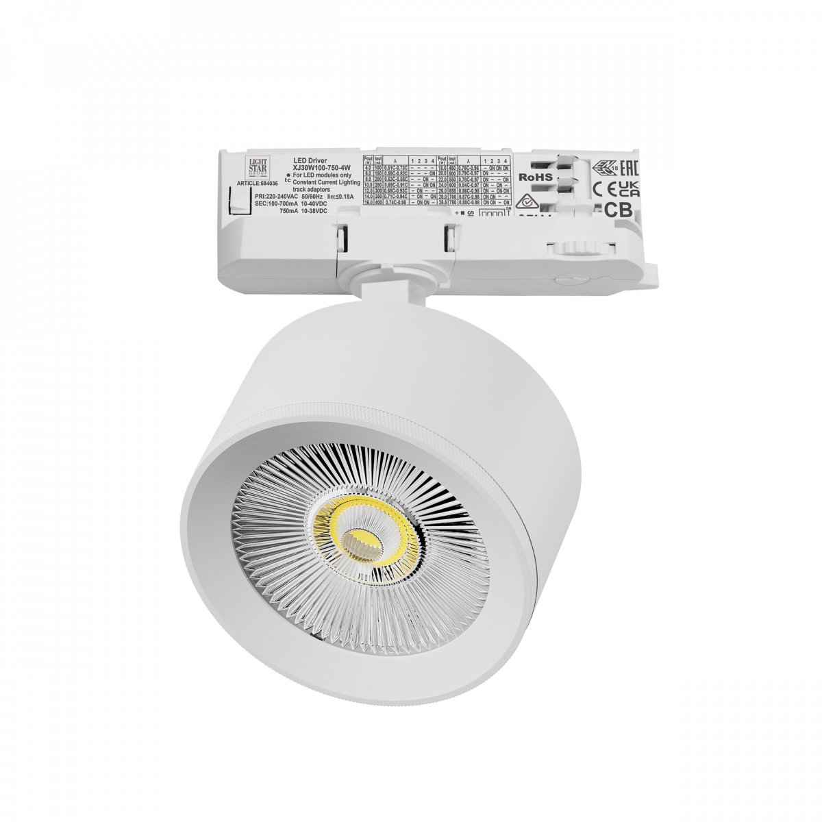 Светильник для трековой системы Quattro LED 15W с адаптером Alta Pro, белый Lightstar A5546QT