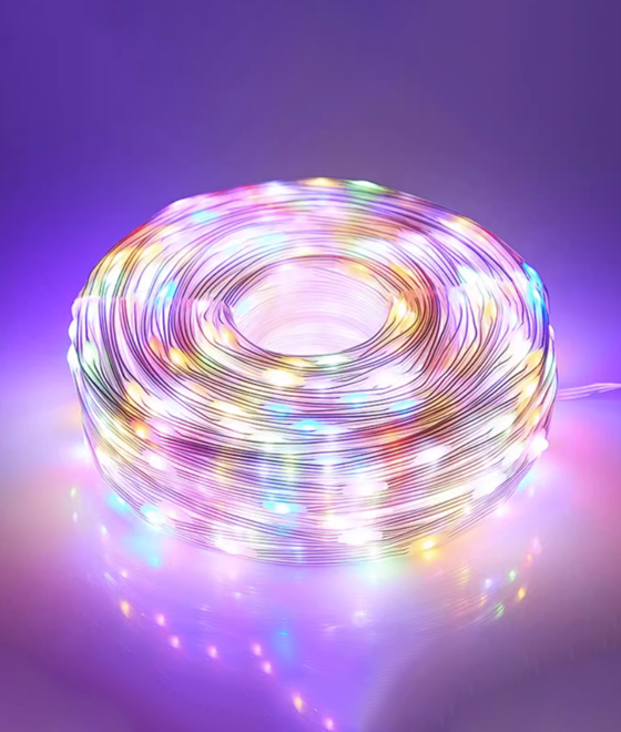 Гирлянда Стринг-Капли (D6318) динамическая с USB 20 м 200 LED RGB на серебристом шнуре, + пульт IP65