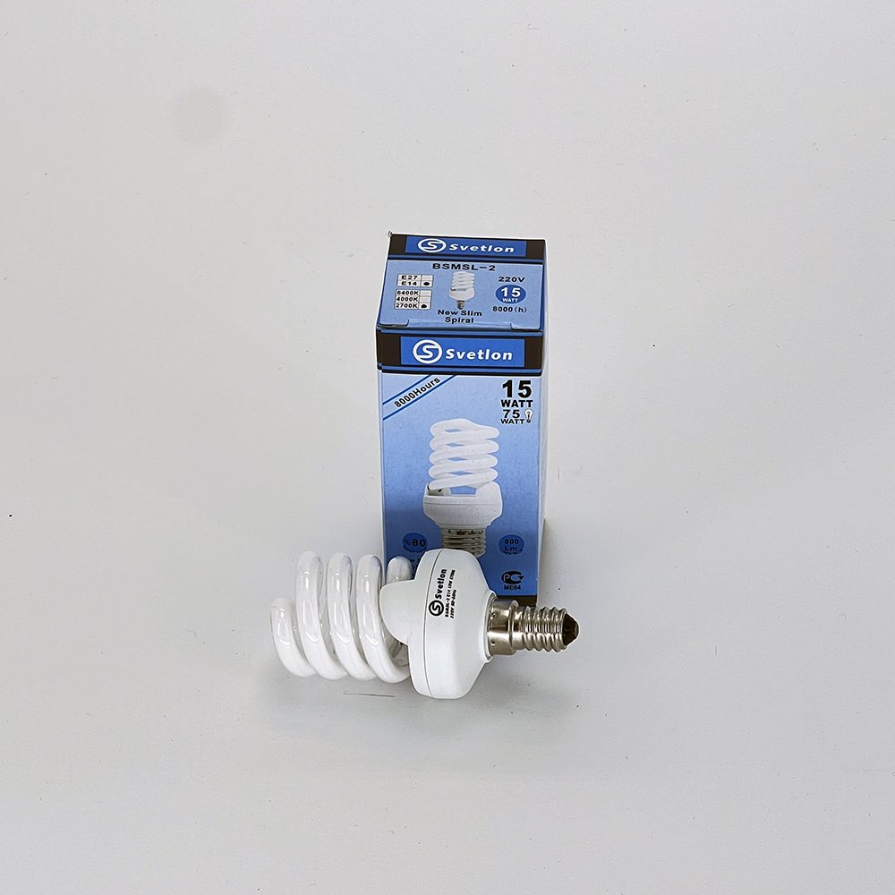 Лампа "спираль" Mini 15W E14  (98*45 )  BSMSL-2.  Цвет: теплый белый.