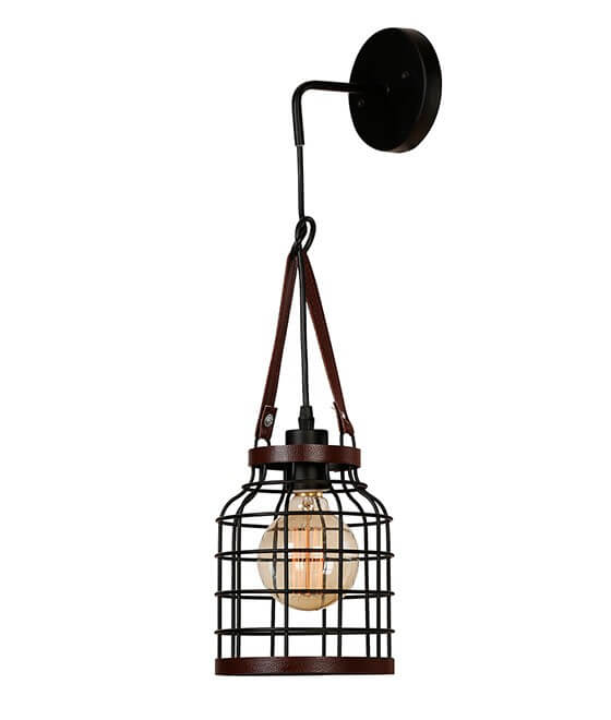 Светильник подвесной HB2021C 1*E27  d=170mm h=220mm. Цвет: ORB+Dark brown leather