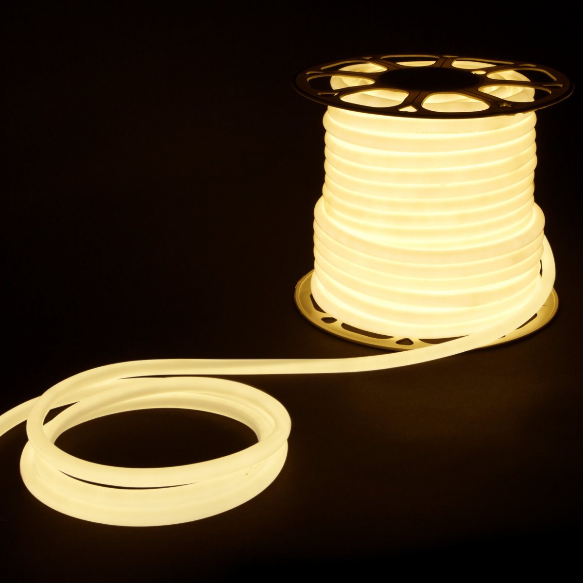 Светодиодный гибкий неон 220 В 9.6 Вт/м 144 Led/м 2835 IP67, круглый дневной белый 4200 K, 50 м LS003 220V