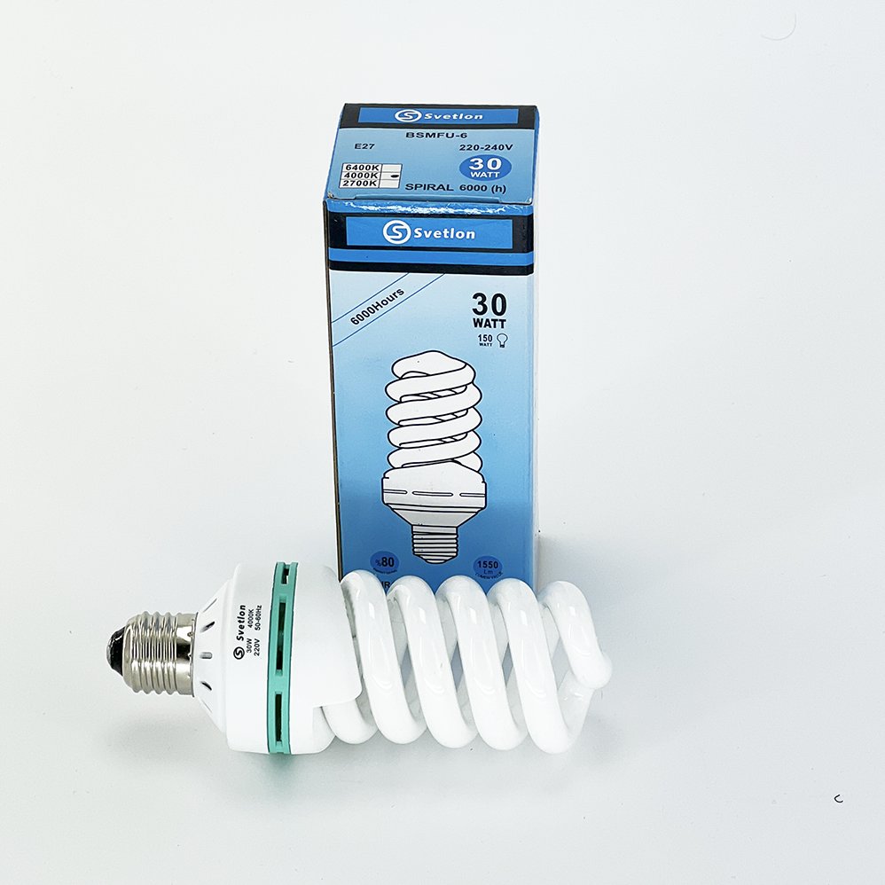Лампа "спираль" 30W E27 (165*60)  BSMFU-6.  Цвет: теплый белый.