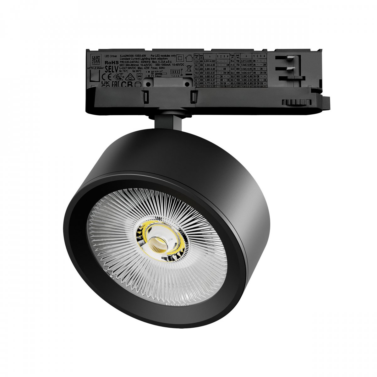 Светильник для трековой системы Quattro LED 30W с адаптером Alta Pro, черный Lightstar A5647QT