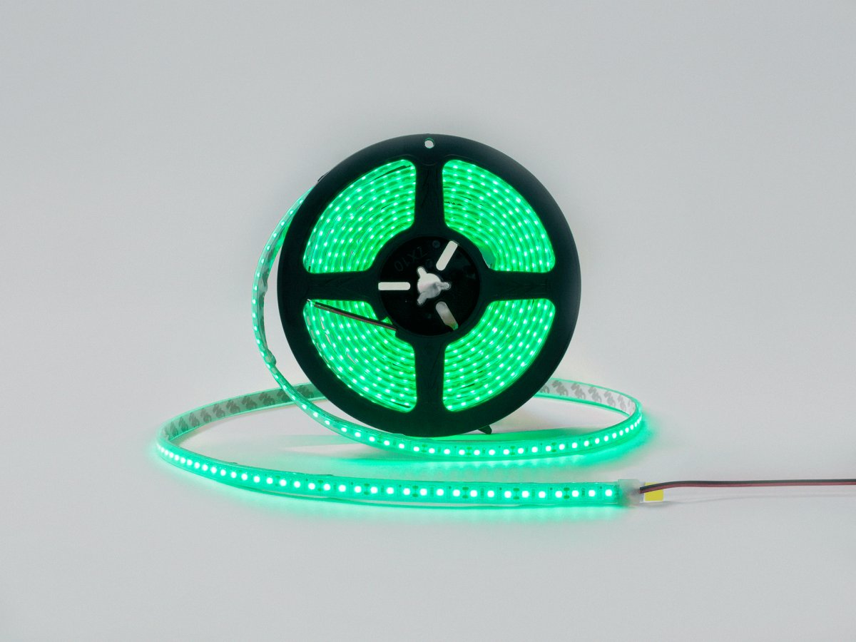 Светодиодная лента 3528, 120 LED/м, 9,6 Вт/м, 12В, IP66, Цвет: Зеленый, SWG3120-12-9.6-G-66-M, катушка 5 м