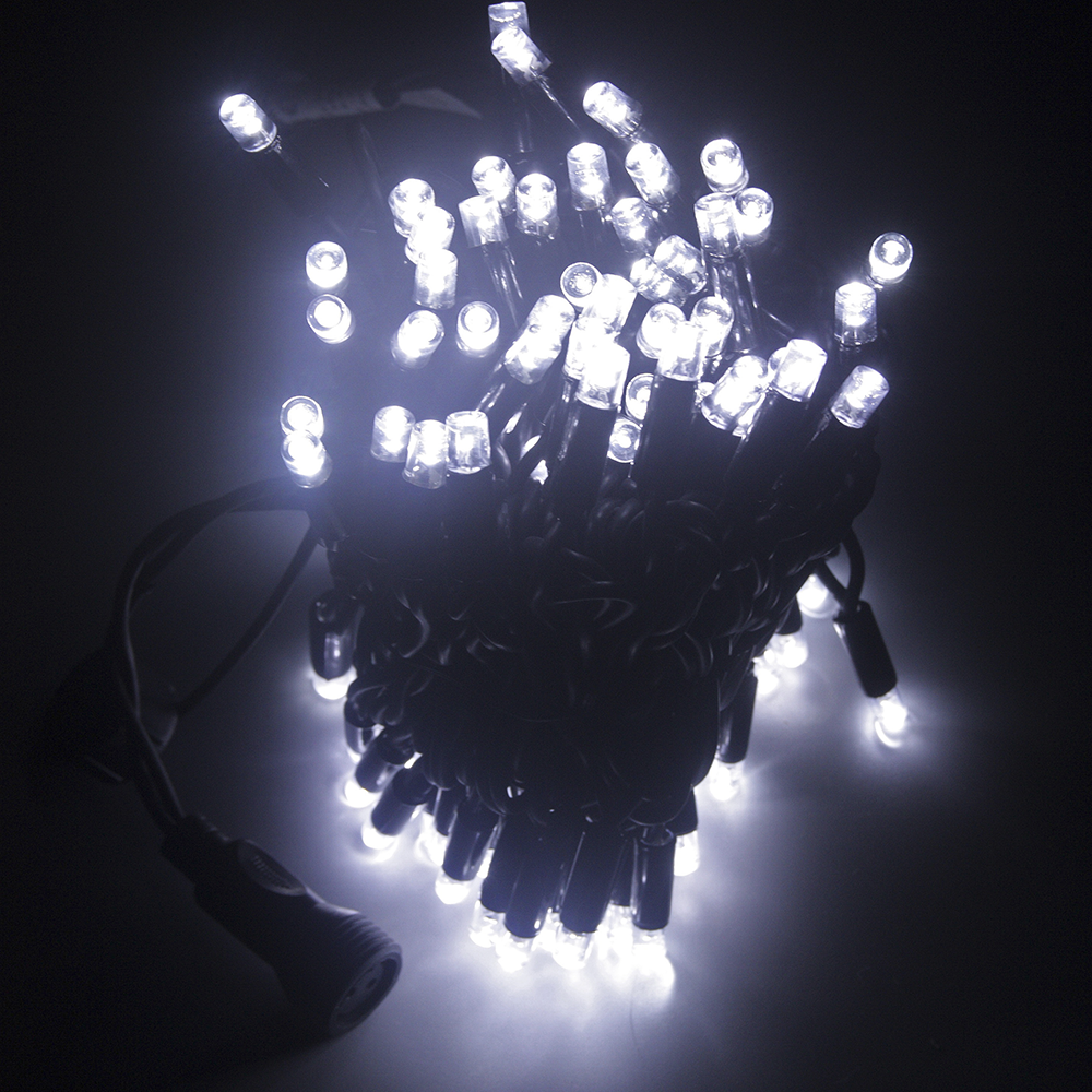 LED String light outdoor гирлянда уличная, SL-LED-100 IP44 chasing 10м IP54 белый/чёрный