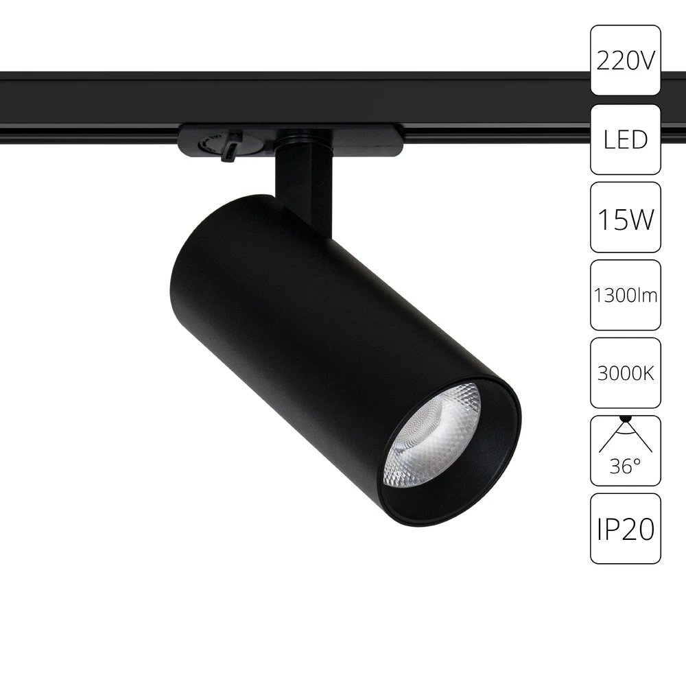 Трековый светильник Arte Lamp BENE A1936PL-1BK