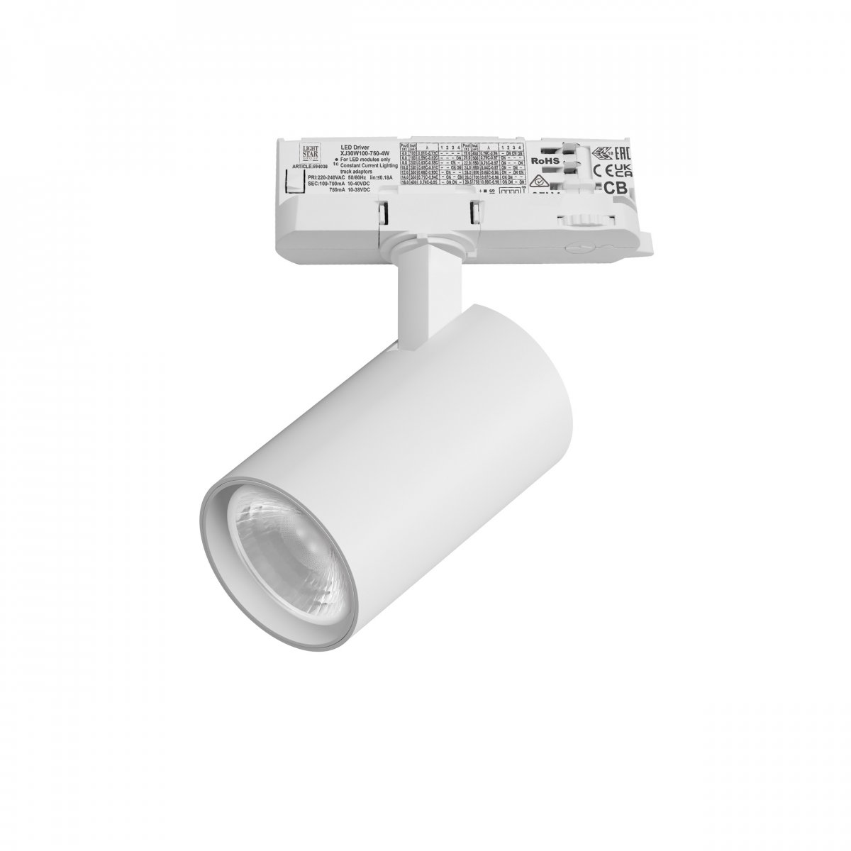 Светильник для трековой системы Quattro LED 15W 36G с адаптером Alta Base, белый Lightstar A5136QT36G