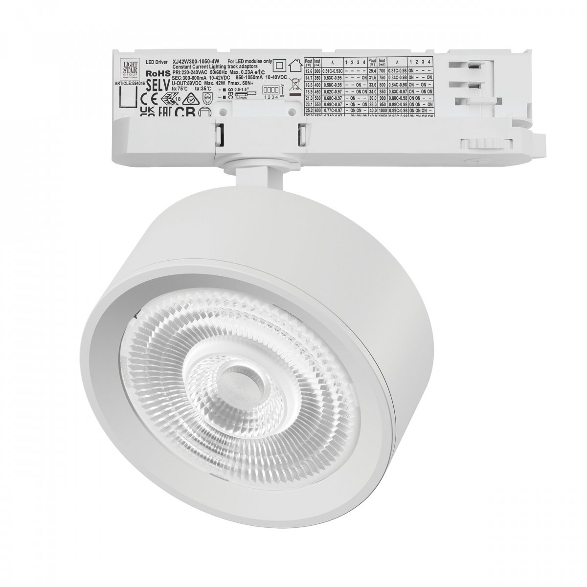 Светильник для трековой системы Quattro LED 30W 60G с адаптером Alta Pro, белый Lightstar A5636QT60G