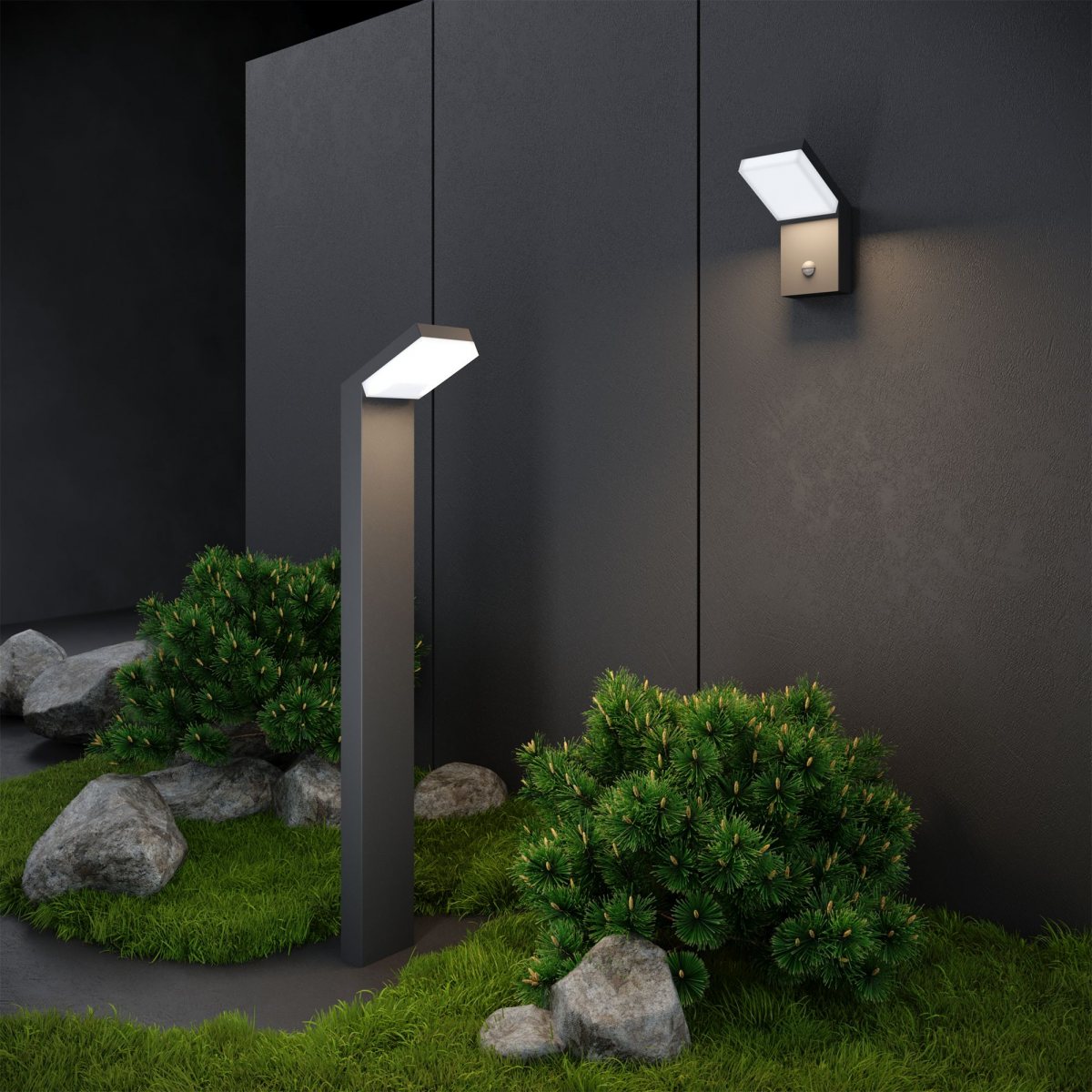 Уличный настенный светодиодный светильник Sensor IP54 с датчиком движения 1541 TECHNO LED серый