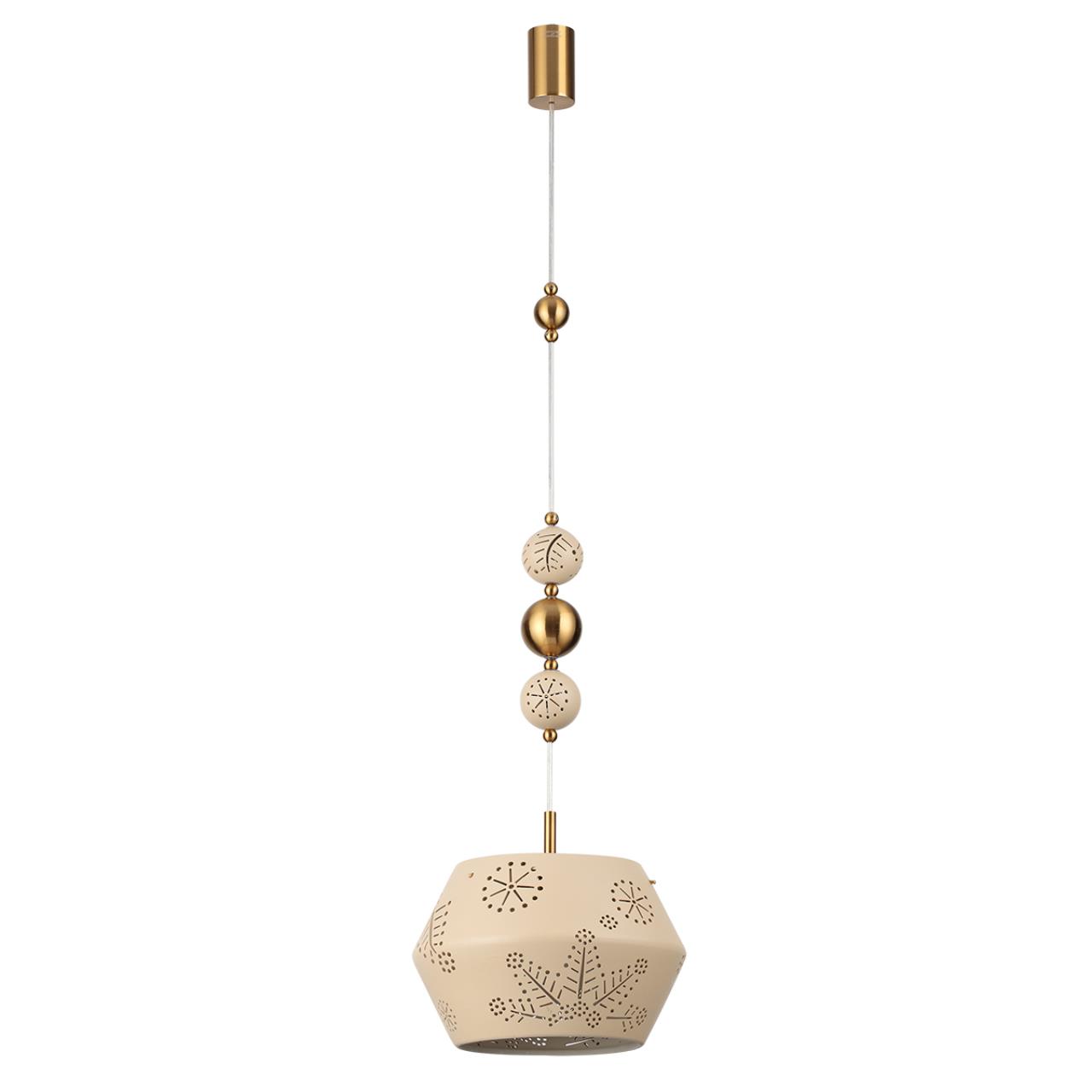 Бежевый/античная бронза/металл/керамика Подвес E27 1*40W KARELIA PENDANT, арт. 5444/1A