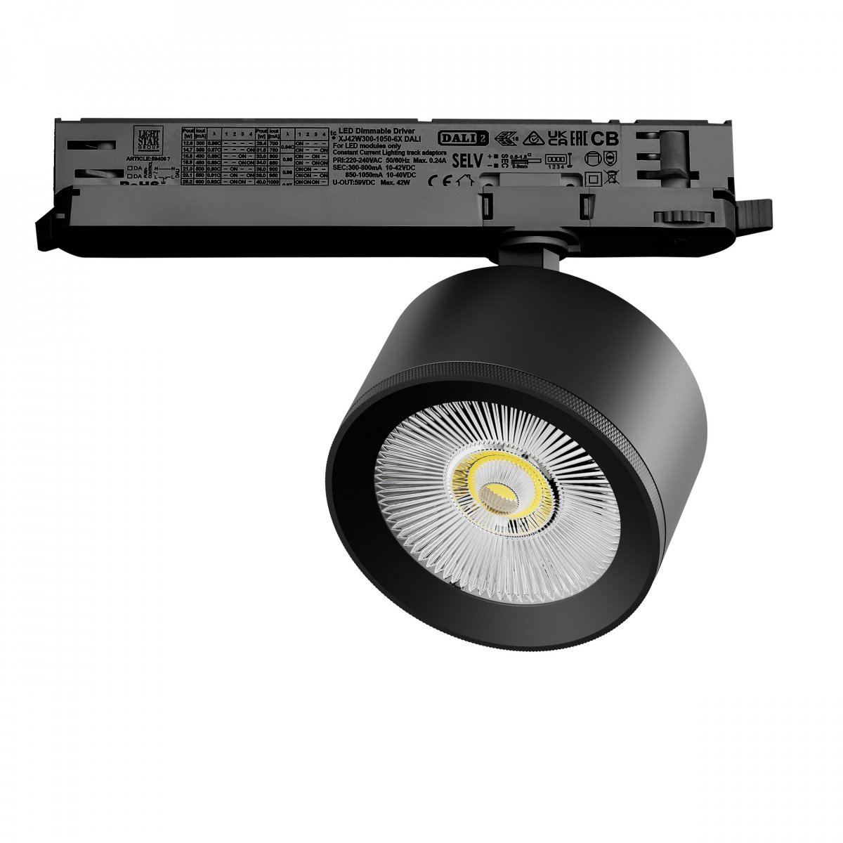 Светильник для трековой системы Quattro LED 15W с управлением DALI Alta Pro, черный Lightstar A5547DALI
