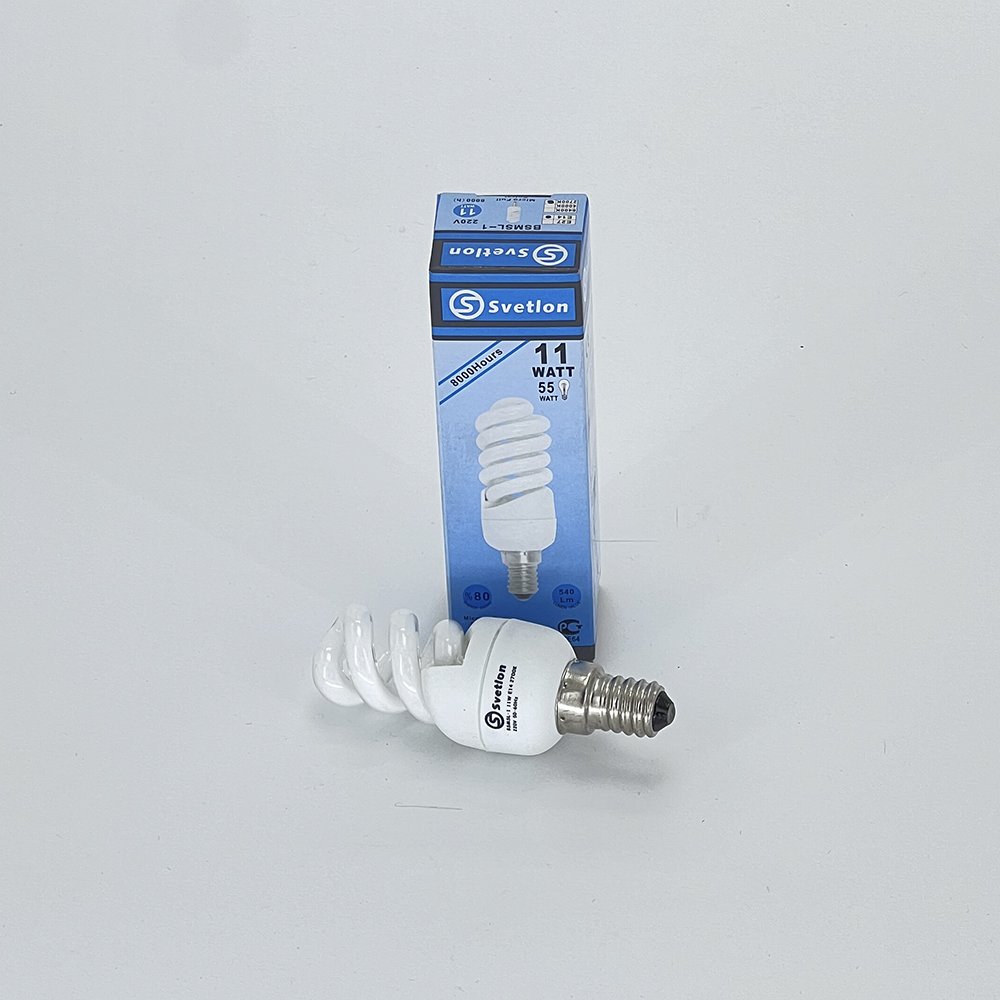 Лампа "спираль" Micro 11W E14  (102*30 )  BSMSL-1.  Цвет: теплый белый