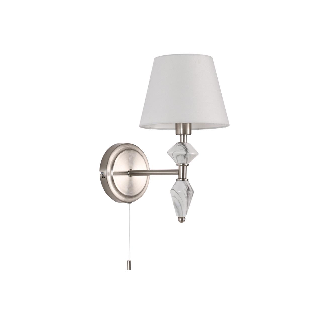 Никель/белый/серый, металл/керамика/ткань Бра Е14 1*40W 220V VERMONT CLASSI, арт. 8274/1W