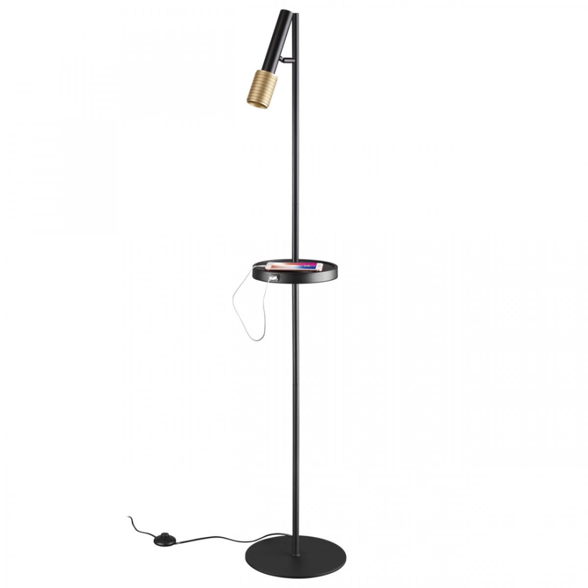 Торшер с полкой/USB, черный Odeon Light MEHARI, арт. 4240/1F