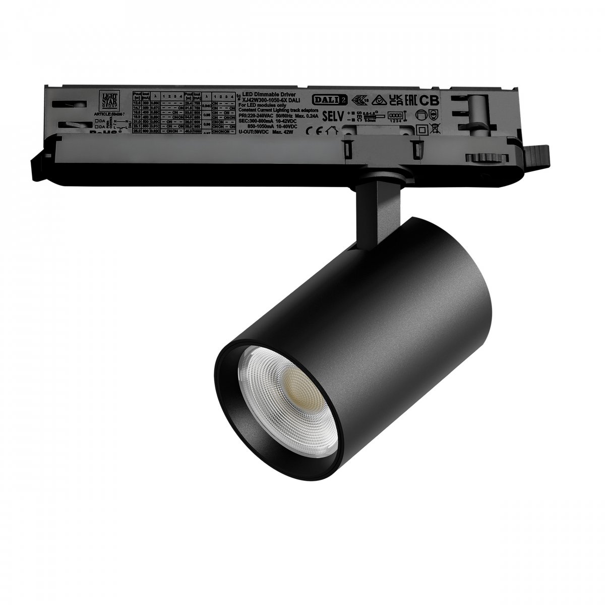 Светильник для трековой системы Quattro LED 24W с управлением DALI Alta Base, черный Lightstar A5237DALI