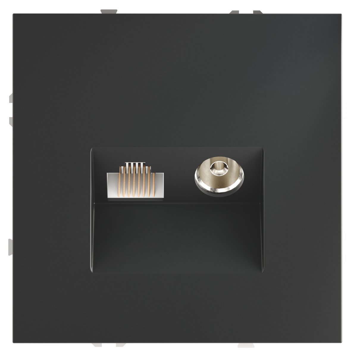Розетка телевизионная встраиваемая VOLTUM S70 TV+RJ45 кат. 6, (графит)