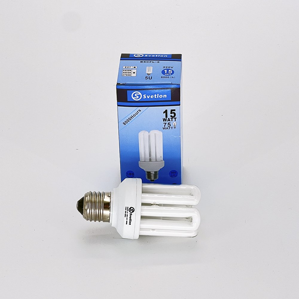 Лампа "5U" Mini 15W E27 (100*48)  BSCFL-5.  Цвет: теплый белый.