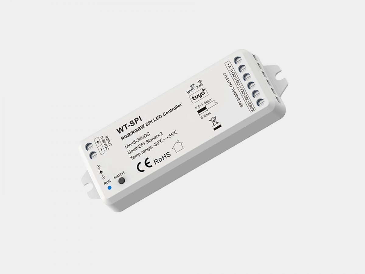 Контроллер SWG RGB SPI для светодиодной ленты с Wi-Fi Tuya, 12–24В, IP20, WT-SPI