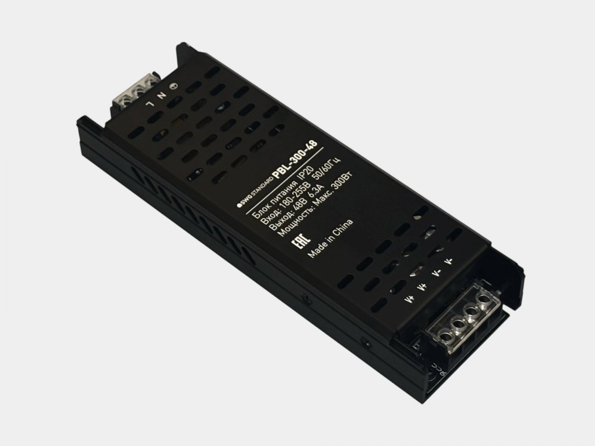 Блок питания черный SWG IP20, PBL-300-48, 300Вт, 48В