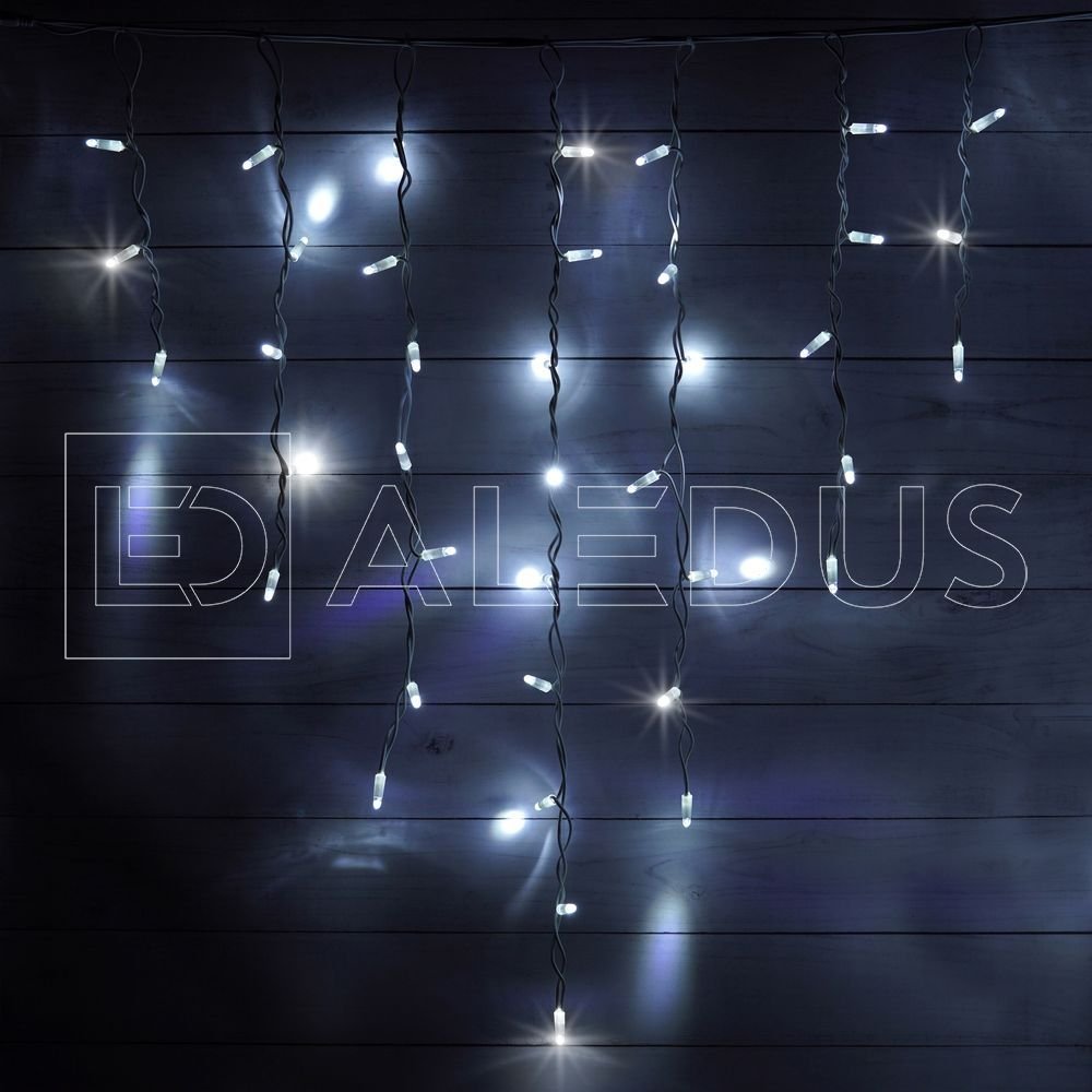 Бахрома (Айсикл) ALEDUS, 220В, 3x0.9 м, белый провод, белый, с мерцанием, 132 LED