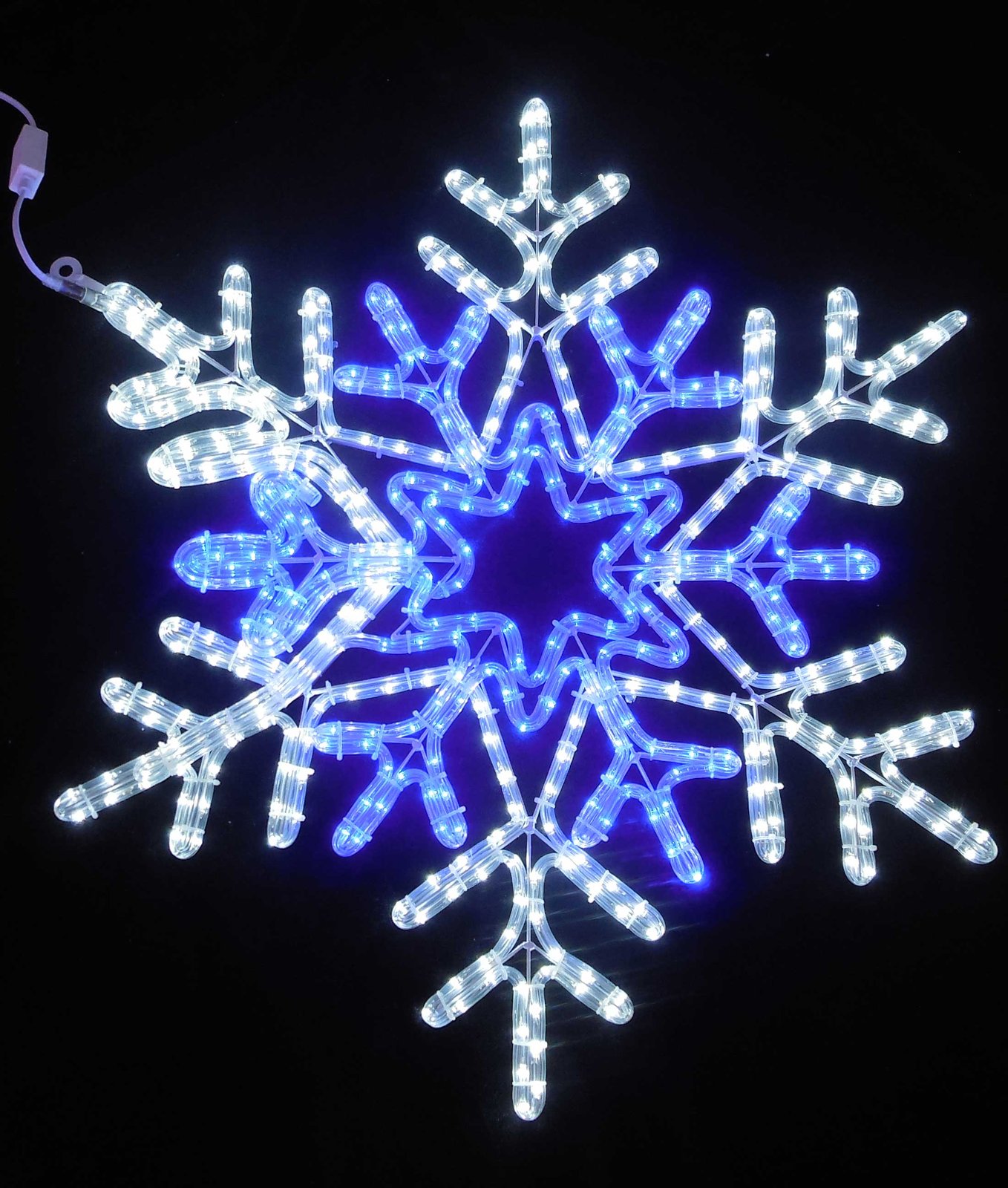Мотив "снежинка" светодиодный динамика.  Цвет LED: белый + синий (D6033 W+BL)