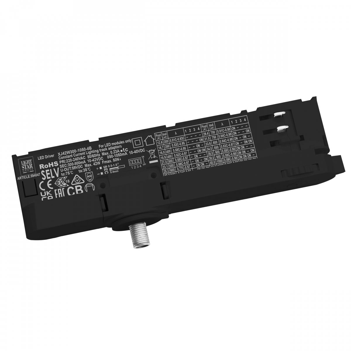 Адаптер с драйвером с DIP-switch для трековой системы QUATTRO, черный Lightstar 594047