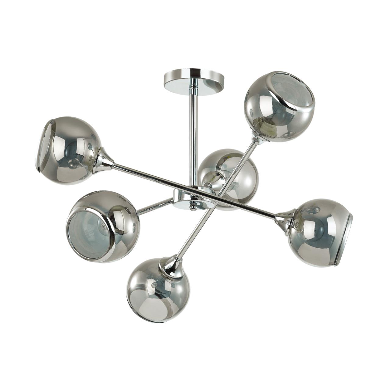Хром, дымчатый Люстра потолочная E27 6*60W 220V SANDRA COMFI, арт. 4530/6C