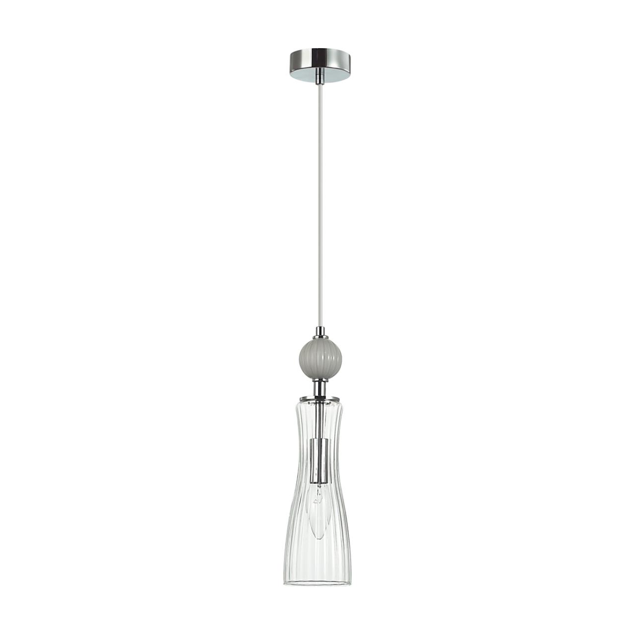 Хром/серый/прозрачный, металл/керамика/стекло Подвес Е14 1*40W 220V EMILY NEOCLASSI, арт. 8269/1A