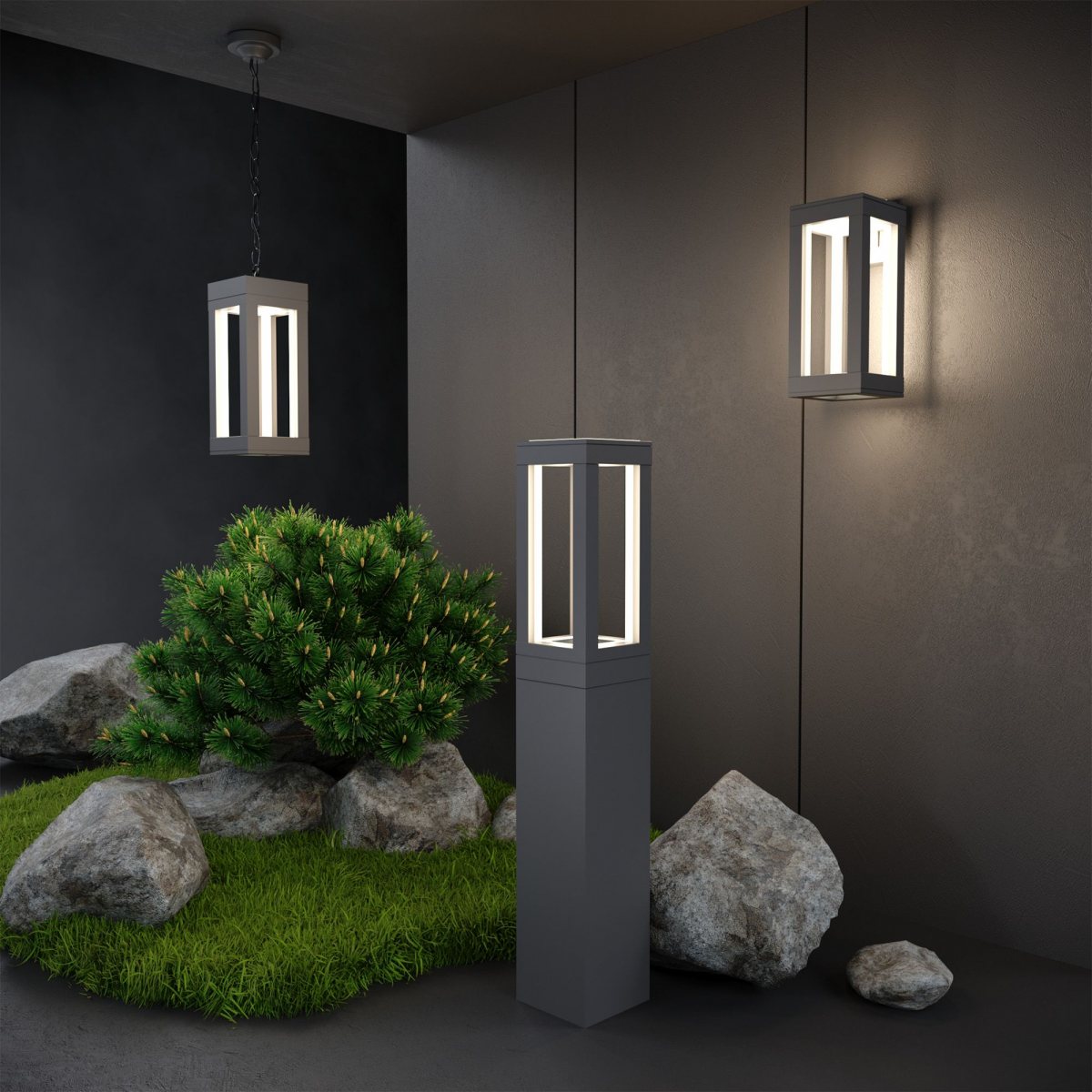 Ландшафтный светодиодный светильник Frame LED IP54 1529 TECHNO серый