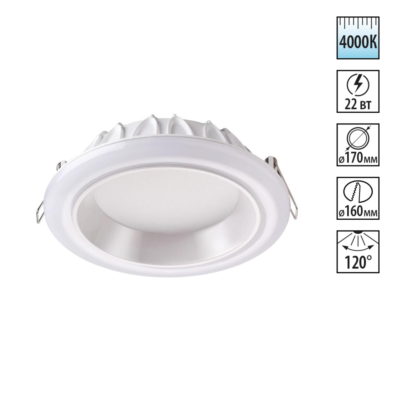 Светильник 22Вт 4000К 85-265В IP20 SPOT, арт. 358280