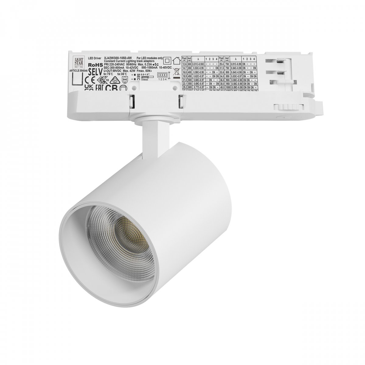 Светильник для трековой системы Quattro LED 35W с адаптером Alta Base, белый Lightstar A5446QT