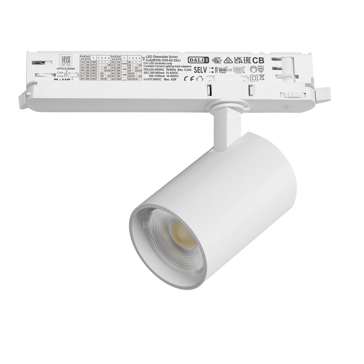 Светильник для трековой системы Quattro LED 24W с управлением DALI Alta Base, белый Lightstar A5246DALI