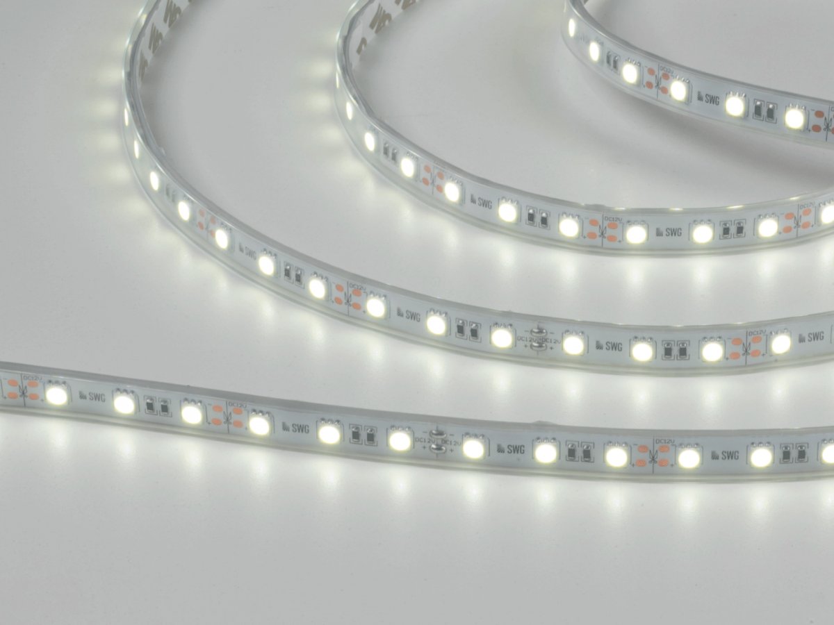 Светодиодная лента 5050, 60 LED/м, 14,4 Вт/м, 12В, IP66, Цвет: Холодный белый, SWG560-12-14.4-W-66-M, катушка 5 м