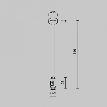 фото Крепление потолочное Среднее / Medium 300мм с вводом питания Flarity платина Maytoni Technical TRA158C-B1-PT