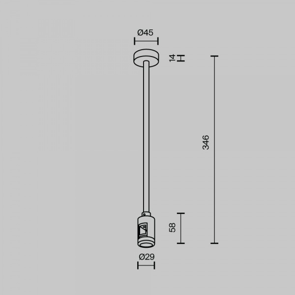 фото Крепление потолочное Среднее / Medium 300мм с вводом питания Flarity платина Maytoni Technical TRA158C-B1-PT