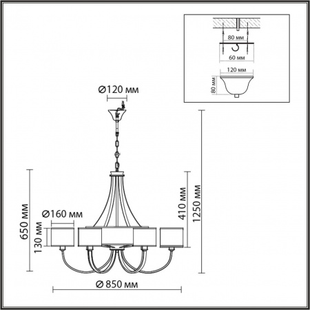 фото Античная бронза/черный металл/текстиль Люстра E14 6*40W + G9 3*20W 220V DEMETRA MODERNI, арт. 8406/9