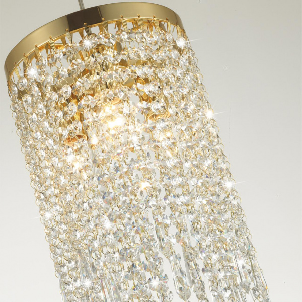фото Золотой/прозрачный металл/хрусталь Подвес E14 3*40W CHOKKA MODERN, арт. 5028/3
