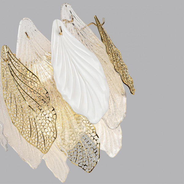 фото Золото/белый/прозрачный/металл/стекло/фарфор/металл Бра E14 3*40W LACE HALL, арт. 5052/3W