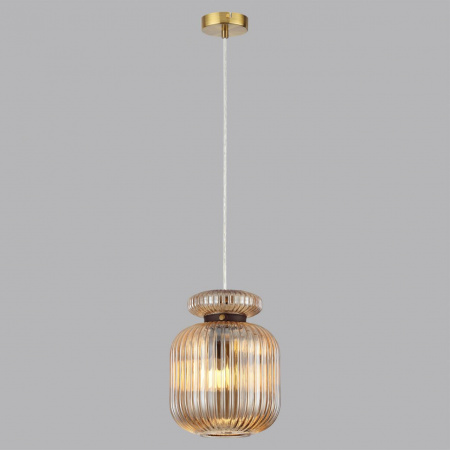 фото Античн.бронза/янтарный/металл/стекло/эко.кожа Подвес E27 1*60W JUGI PENDANT, арт. 5042/1A