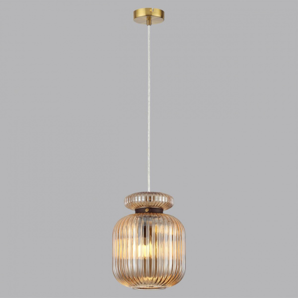 фото Античн.бронза/янтарный/металл/стекло/эко.кожа Подвес E27 1*60W JUGI PENDANT, арт. 5042/1A