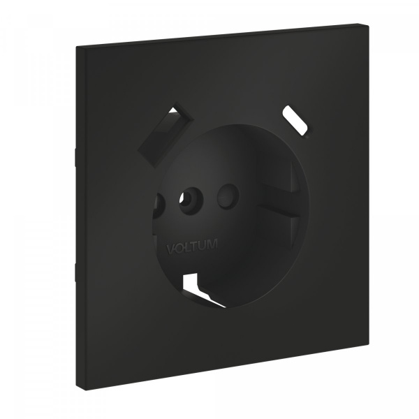 фото Накладка для розетки с заземлением и защитными шторками, с USB A+C, S70 (черный матовый)