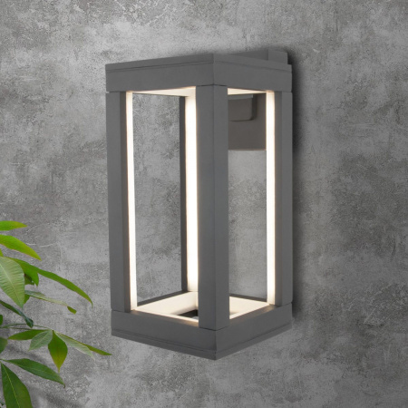 фото Уличный настенный светодиодный светильник Frame LED IP54 1527 TECHNO серый