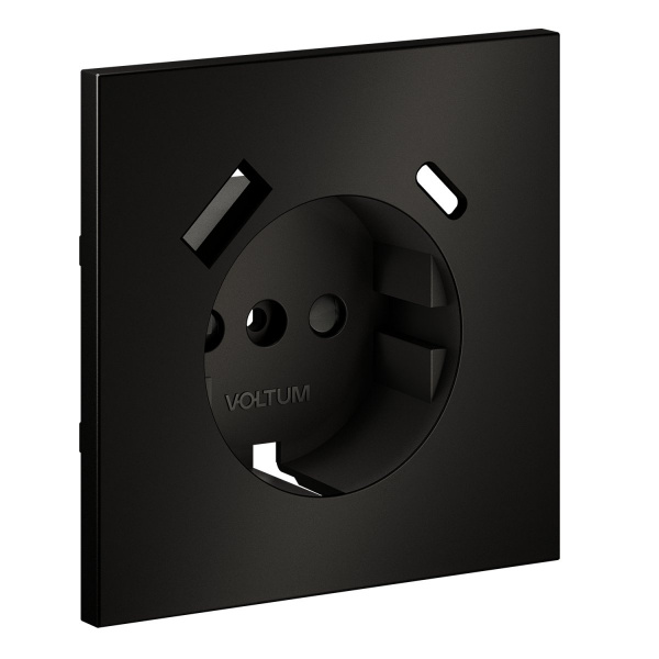 фото Накладка для розетки с заземлением и защитными шторками, с USB A+C, S70 Metal (антрацит)
