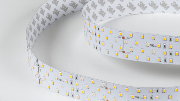 фото Светодиодная лента SWG PRO 2835, 280 LED/м, 26 Вт/м, 24В, IP20, Цвет: Теплый белый, SWG2P280-24-26-WW-20, катушка 5 м
