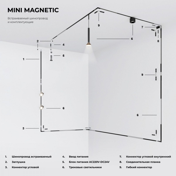 фото Коннектор угловой внутренний для встраиваемого шинопровода Mini Magnetic 85178/00