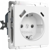 фото Розетка с заземлением, шторками и USB тип A+C (белый матовый) W1171761