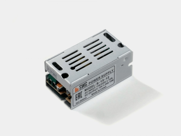 Блок питания SWG для светодиодных лент 12V 15W, S-15-12