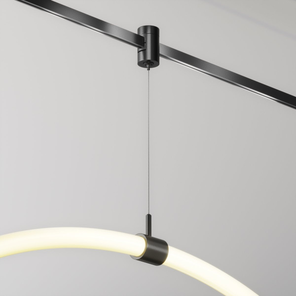 фото Коннектор с тросовым подвесом Тау / Tau в шинопровод Flarity черный Maytoni Technical TRA154SW-1B