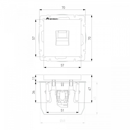 фото WL08-RJ-11/ Телефонная розетка RJ-11 (черный матовый) WL08-RJ-11